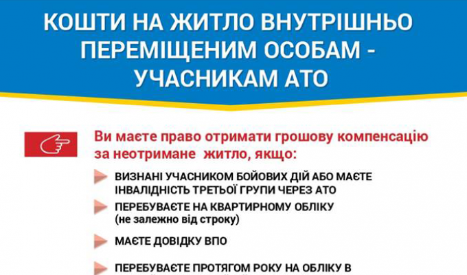 Двом родинам ВПО, які захищали незалежність, суверенітет та територіальну цілісність України, призначено компенсацію за належні для отримання жилі приміщення